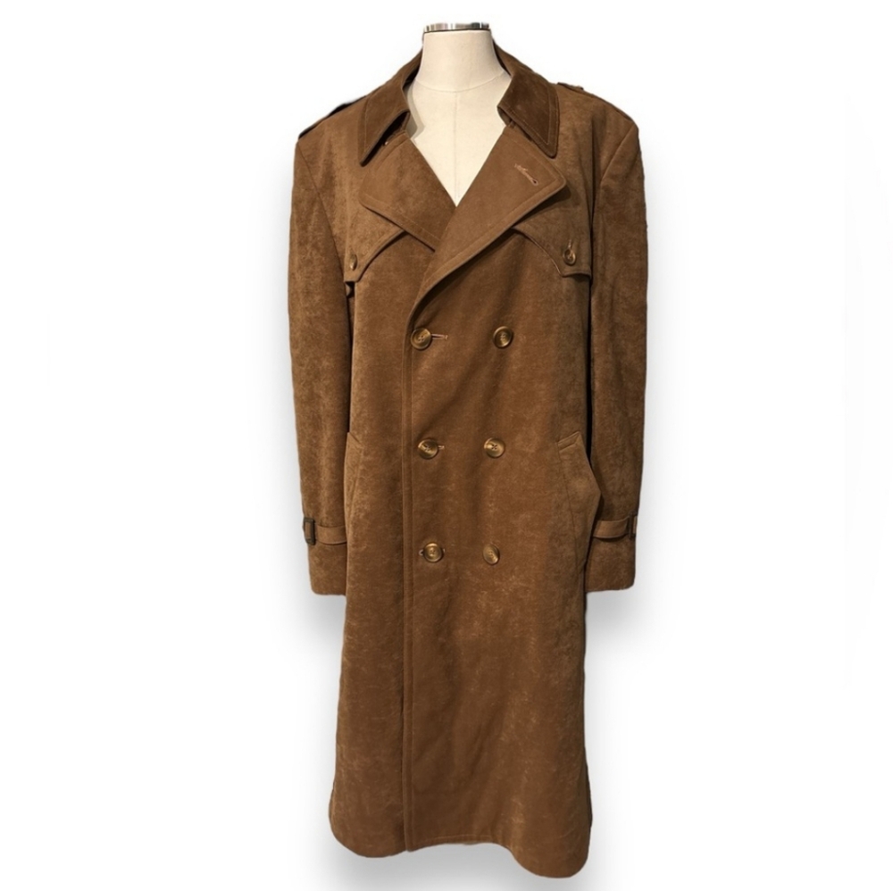 ADOLFO Chestnut Brown Double-Breasted Trench Coat VINTAGE!